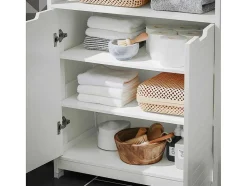 Sobuy Toiletmeubel-Badkamermeubel Toiletkast Ladekast Kastopbergmeubel Met 2 Deuren, Verstelbare Planken, 70X35X90 Cm, Bzr121-W