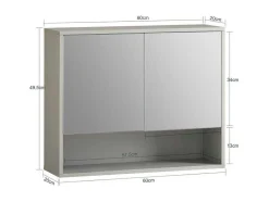 Sobuy Muurkast Badkamer-Badkamerwandkast Met Spiegel, Wandgemonteerd Wastafelmeubel, Opbergkast Met 2 Deuren, Open Vak En Verstelbare Planken, 60 X 20 X 49,5 Cm, Grijs, Bzr134-Ng