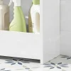 Sobuy Toiletmeubel-Bzr48-W Toiletrolhouder, Badkamer Toiletkast, Badkamermeubels, Houten Vloer Staande Badkamerkast