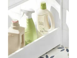 Sobuy Toiletmeubel-Bzr48-W Toiletrolhouder, Badkamer Toiletkast, Badkamermeubels, Houten Vloer Staande Badkamerkast