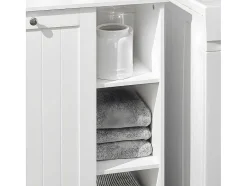 Sobuy Toiletmeubel-Bzr105-W Waszak Waskast Met 3 Planken En 1 Uitneembare Wasmand