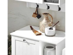 Sobuy Toiletmeubel-Bzr105-W Waszak Waskast Met 3 Planken En 1 Uitneembare Wasmand