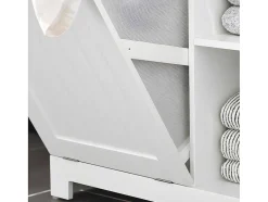 Sobuy Toiletmeubel-Bzr105-W Waszak Waskast Met 3 Planken En 1 Uitneembare Wasmand