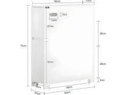 Sobuy Toiletmeubel-Compacte Toiletkast, Smal Badkameropbergmeubel Op Wielen, Toiletrolhouder Met 1 Kanteldeur, 2 Laden En 1 Open Achtercompartiment, Veelzijdige Opbergwagen, 60X20X75 Cm, Bzr111-W