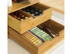 Sobuy Keukenaccessoire En -Opbergruimte-Frg82-N Capsulehouder Met 2 Lades Duurzaam Bamboe Opberglade Koffiecapsule Houder Nespresso