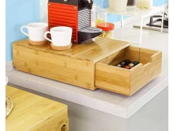 Sobuy Tafelservies-Frg83-N Capsulehouder Koffiecapsule Houder Bamboe Theezakjes Koffiezetapparaat Nespresso