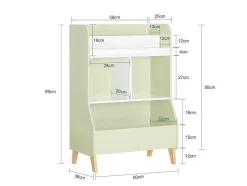 Sobuy Babymeubel-Kinderspeelgoedopbergplank, Boekenplank, Opbergeenheid Voor Kinderkamer, Boekenkast Met 2 Planken En 3 Open Vakken, 60 X 36 X 89 Cm, Kmb90-Gr
