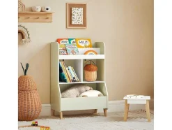 Sobuy Babymeubel-Kinderspeelgoedopbergplank, Boekenplank, Opbergeenheid Voor Kinderkamer, Boekenkast Met 2 Planken En 3 Open Vakken, 60 X 36 X 89 Cm, Kmb90-Gr