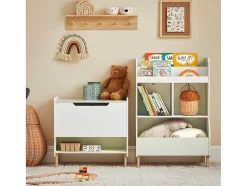 Sobuy Babymeubel-Kinderspeelgoedopbergplank, Boekenplank, Opbergeenheid Voor Kinderkamer, Boekenkast Met 2 Planken En 3 Open Vakken, 60 X 36 X 89 Cm, Kmb90-Gr