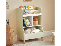 Sobuy Babymeubel-Kinderspeelgoedopbergplank, Boekenplank, Opbergeenheid Voor Kinderkamer, Boekenkast Met 2 Planken En 3 Open Vakken, 60 X 36 X 89 Cm, Kmb90-Gr