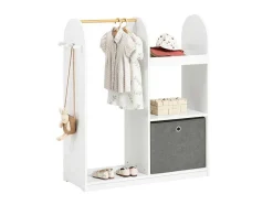 Sobuy Kleine Opberger En Slaapkameraccessoire-Kmb40-W Kinderkledingkast, Kinderslaapkamer Kledingrek, Kinderkledingrek, Kledingroedes, Kapstok, Kledingkasten Met 3 Planken, 1 Mand En 3 Haken