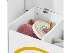 Sobuy Babymeubel-Kmb70-W Speelgoedkist Voor Kinderen, Speelgoed Opbergdoos, Opbergkist Met Scharnierend Deksel, Regenboogdesign, Kinderboekenplank
