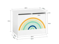 Sobuy Babymeubel-Kmb70-W Speelgoedkist Voor Kinderen, Speelgoed Opbergdoos, Opbergkist Met Scharnierend Deksel, Regenboogdesign, Kinderboekenplank