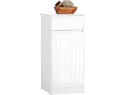 Sobuy Toiletmeubel-Linnenkast, Wasmand, Badkameronderkast, Toiletkast, Opbergmeubel Met 1 Lade En 1 Uitneembare Wasmand, Wit, 40X39X86Cm, Bzr110-W