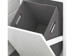 Sobuy Toiletmeubel-Linnenkast, Wasmand, Badkameronderkast, Toiletkast, Opbergmeubel Met 1 Lade En 1 Uitneembare Wasmand, Wit, 40X39X86Cm, Bzr110-W