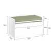 Sobuy Babymeubel-Speelgoedkist Voor Kinderen, 2-In-1 Opbergdoos Met 1 Lade Op Wielen En Gevoerde Zitkussen, Wit, 60X34X35 Cm, Kmb80-W