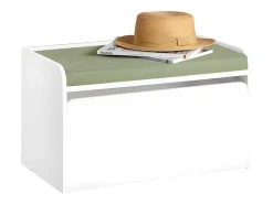 Sobuy Babymeubel-Speelgoedkist Voor Kinderen, 2-In-1 Opbergdoos Met 1 Lade Op Wielen En Gevoerde Zitkussen, Wit, 60X34X35 Cm, Kmb80-W
