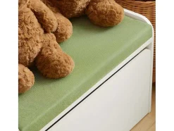 Sobuy Babymeubel-Speelgoedkist Voor Kinderen, 2-In-1 Opbergdoos Met 1 Lade Op Wielen En Gevoerde Zitkussen, Wit, 60X34X35 Cm, Kmb80-W