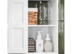 Sobuy Wastafelmeubel-Wastafelmeubel Badkamermeubel Wastafelopbergkast Met 2 Schuifdeuren Wit Lph 60 X 30 X 61 Cm Bzr142-W