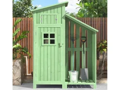 ModernLuxe Tuinhuis-Sparrenhouten Tuinhuis - Gereedschapsschuur Met 2 Geintegreerde Planken - H 173 Cm - Waterdicht Pvc Dak - Groen