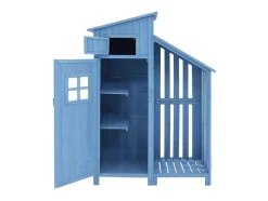 ModernLuxe Tuinhuis-Sparrenhouten Tuinhuis - Gereedschapsschuur Met 2 Geintegreerde Planken - H 173 Cm - Waterdicht Pvc Dak - Groen