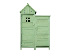 ModernLuxe Tuinhuis-Sparrenhouten Tuinhuis - Gereedschapsschuur Met 2 Geintegreerde Planken - H 173 Cm - Waterdicht Pvc Dak - Groen