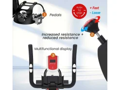 Vente-unique Fitness-Spin Bike Met Verstelbare Zitting En Stuur, Hometrainer Met Verstelbare Weerstand En Lcd Display