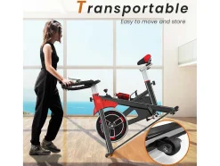 Vente-unique Fitness-Spin Bike Met Verstelbare Zitting En Stuur, Hometrainer Met Verstelbare Weerstand En Lcd Display