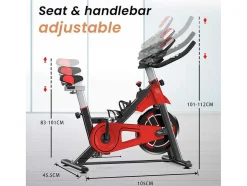 Vente-unique Fitness-Spin Bike Met Verstelbare Zitting En Stuur, Hometrainer Met Verstelbare Weerstand En Lcd Display