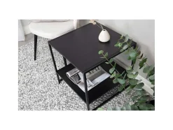Venture Home Bijzettafel-Staal Bijzettafel Met Plank 51X51 Cm Zwart.