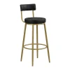ModernLuxe Keukenmeubel-Staande Eettafel - 1 Tafel En 2 Krukken - Rechthoekige Tafel - Zwart & Goud
