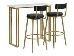ModernLuxe Keukenmeubel-Staande Eettafel - 1 Tafel En 2 Krukken - Rechthoekige Tafel - Zwart & Goud