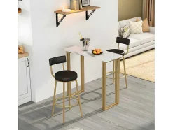 ModernLuxe Keukenmeubel-Staande Eettafel - 1 Tafel En 2 Krukken - Rechthoekige Tafel - Zwart & Goud