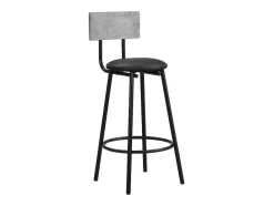 ModernLuxe Keukenmeubel-Staande Eettafel - 1 Tafel En 2 Krukken - Ronde Tafel Met Opbergplank - Zwart & Grijs