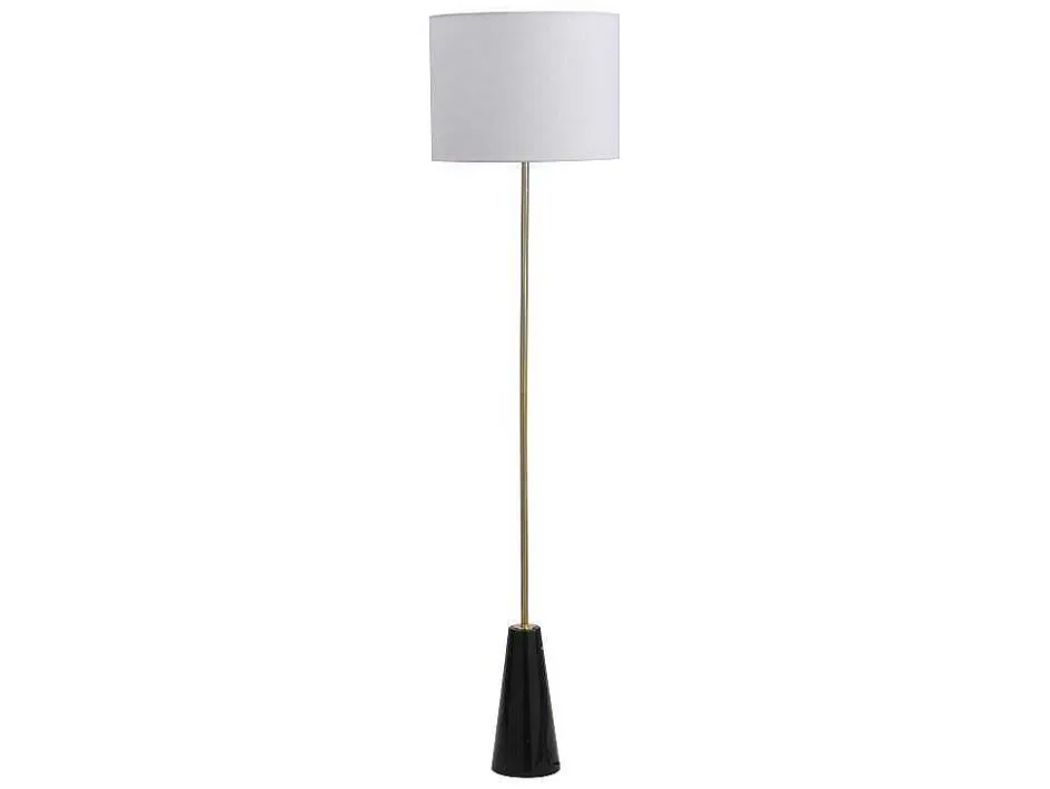 OZAIA Staande Lamp-Staande Lamp In Vintage-Stijl - Marmeren Voet En Witte Stoffen Kap - D40 X H160 Cm - Merple