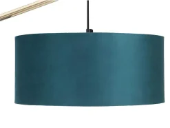 OZAIA Staande Lamp-Staande Lamp Met Boog - Art-Decostijl Van Koper En Marmer - Velours - H164 Cm - Blauwgroen - Nour
