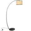 OZAIA Staande Lamp-Staande Lamp Met Boog En Vlechtwerk Neirobi - Etnische Stijl - Ijzer En Rotan - 105 X 40 X 195 Cm - Zwart En Naturel
