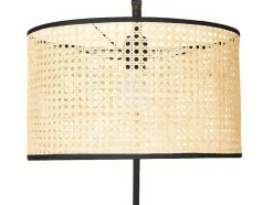 OZAIA Staande Lamp-Staande Lamp Met Boog En Vlechtwerk Neirobi - Etnische Stijl - Ijzer En Rotan - 105 X 40 X 195 Cm - Zwart En Naturel