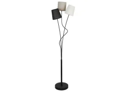 OZAIA Staande Lamp-Staande Lamp Met Hedendaagse Stijl Met 3 Lampenkappen Veritas - Metaal En Stof - 23 X 23 X 149,5 Cm - Grijs, Zwart, Wit