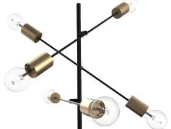 OZAIA Staande Lamp-Staande Lamp Met Industriele Stijl En Meerdere Lampjes Klepton - Metaal - 49,5 X 28,5 X 146,5 Cm - Zwart En Goudkleurig