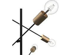OZAIA Staande Lamp-Staande Lamp Met Industriele Stijl En Meerdere Lampjes Klepton - Metaal - 49,5 X 28,5 X 146,5 Cm - Zwart En Goudkleurig
