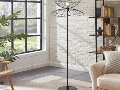 OZAIA Aanbiedingen: Woonaccessoires-Staande Lamp Met Rechte Kabelbuis - Metaal - H 160 Cm - Zwart - Mania