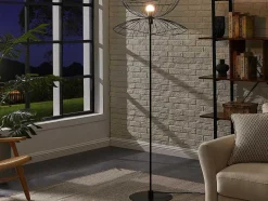 OZAIA Aanbiedingen: Woonaccessoires-Staande Lamp Met Rechte Kabelbuis - Metaal - H 160 Cm - Zwart - Mania