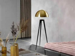 OZAIA Staande Lamp-Staande Lamp Op Driepoot Van Metaal - H165 Cm - Zwart En Goudkleurig - Batley