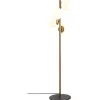 OZAIA Staande Lamp-Staande Lamp Van Metaal En Glas 4 Bollen Faze - H130 Cm - Goud En Wit