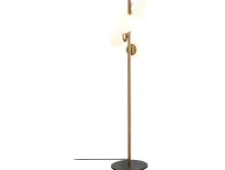 OZAIA Staande Lamp-Staande Lamp Van Metaal En Glas 4 Bollen Faze - H130 Cm - Goud En Wit