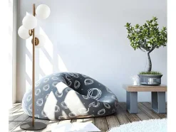 OZAIA Staande Lamp-Staande Lamp Van Metaal En Glas 4 Bollen Faze - H130 Cm - Goud En Wit