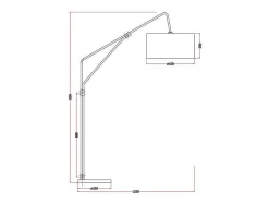 OZAIA Staande Lamp-Staande Lamp Van Metaal, Linnen En Marmer - L122 X H180 Cm - Wit, Zwart En Goudkleurig - Masdar