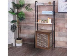 Vente-unique Toiletmeubel-Staande Plank Mcw-K82, Marmer Look Wit