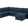 Vente-unique Modulair-Stan Slaapbank, Hoek Links Met Chaise Longue Rechts, In Blauw.